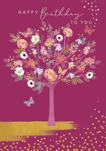 Ling Design Floral Tree Birthday Card*