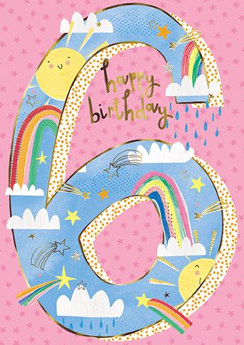 Paper House Rainbows 6th Birthday Card*
