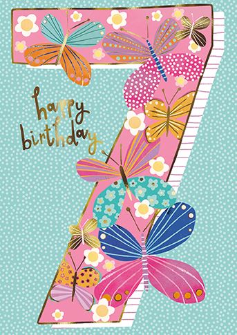 Paper House Butterflies 7th Birthday Card*