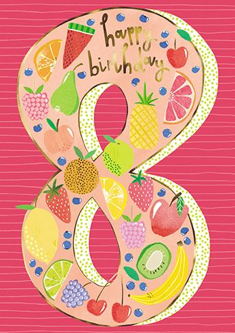 Paper House Tropical Fruit 8th Birthday Card*