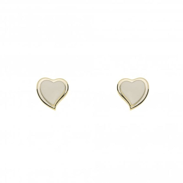 Gold Plated Cream Heart Earrings