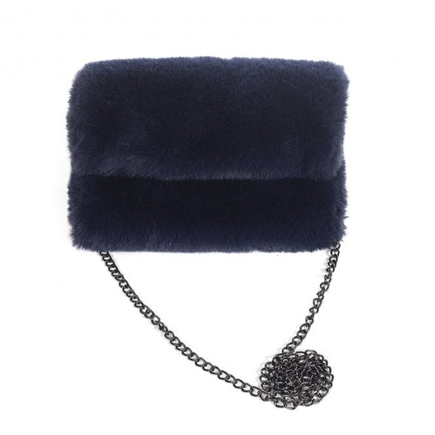 Navy Faux Fur Bag