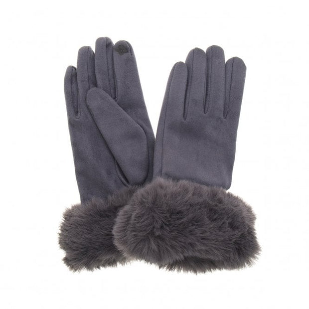 Slate Ladies Faux Fur Cuff Gloves*