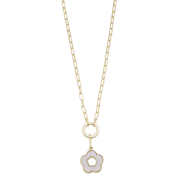 Gold Plated White Flower Necklace*