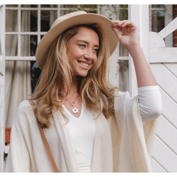 Gold Plated White Flower Necklace*