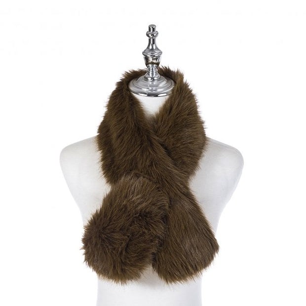 Accessories By Park Lane Olive Green Faux Fur Tippet Scarf*