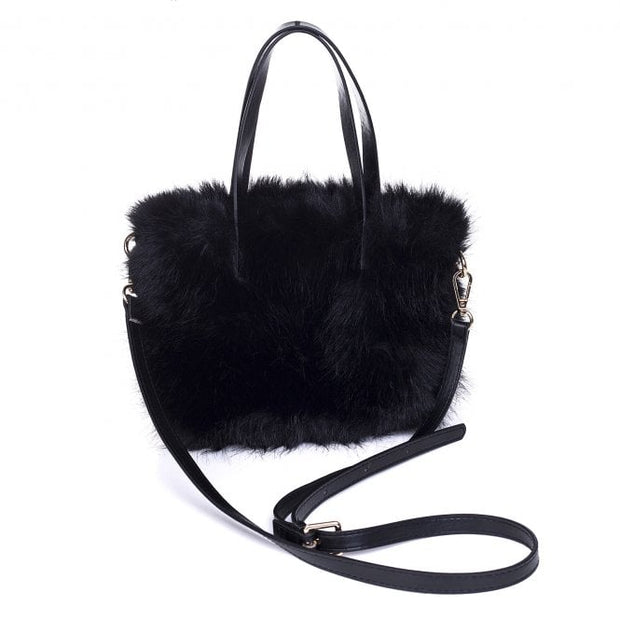 Black Faux Fur Bag*