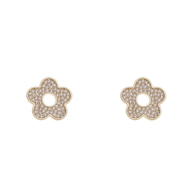 Gold Plated Clear Stone Flower Earrings*