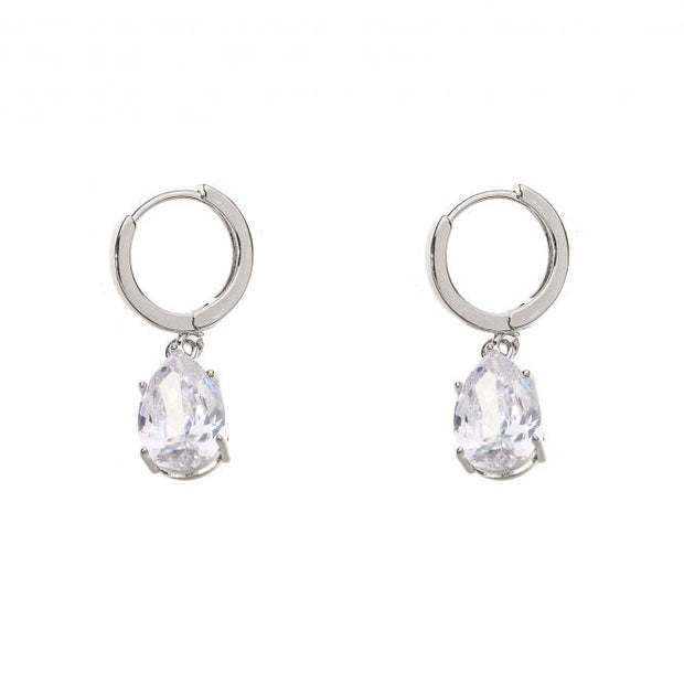 Rhodium Plated Clear Stone Earrings*