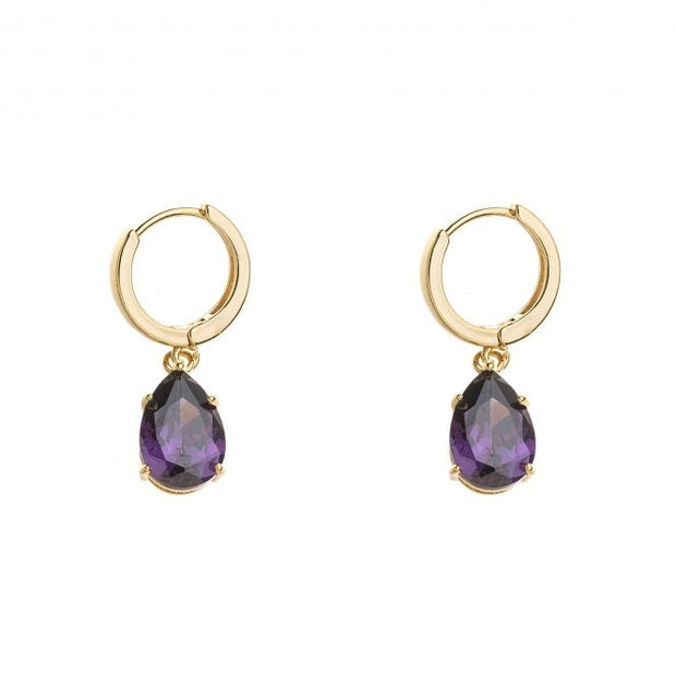 Gold Plated Purple Stone Earrings*