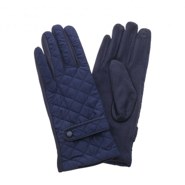 Navy Quilted Ladies Gloves*