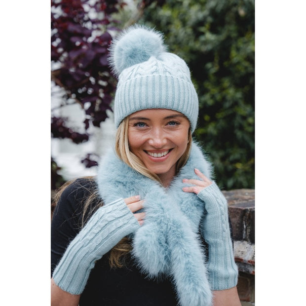 Accessories By Park Lane Ice Blue Faux Fur Tippet Scarf*