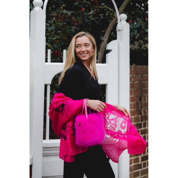 Accessories By Park Lane Hot Pink Burnt Out Scarf*