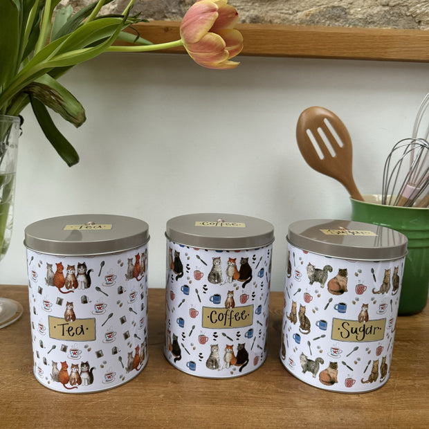 Alex Clark Marvellous Moggies Tea, Coffee & Sugar Tins*