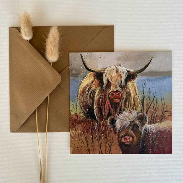 Alex Clark Highland Cows blank card*