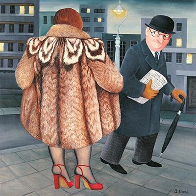 Beryl Cook "My Fur Coat" Blank Humour Card