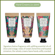 Heathcote & Ivory William Morris Sunflower Swan Clementine & Clove Three Hand Creams