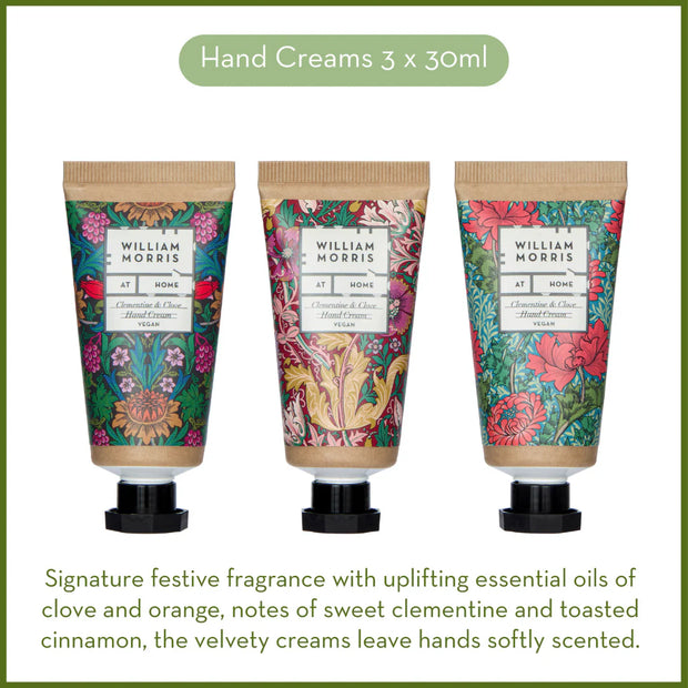 Heathcote & Ivory William Morris Sunflower Swan Clementine & Clove Three Hand Creams