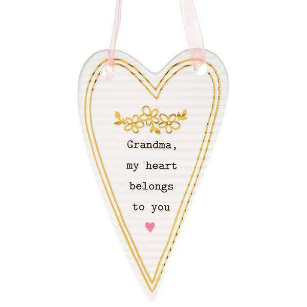 Thoughtful Words Grandma Pottery Hanging Heart Plaque