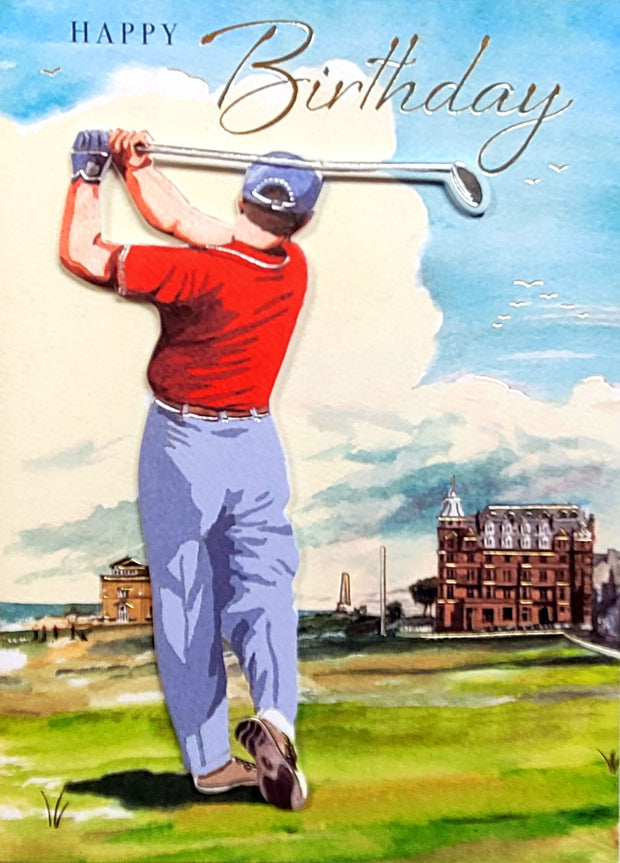 Noel Tatt Golf Decoupage Birthday Card*