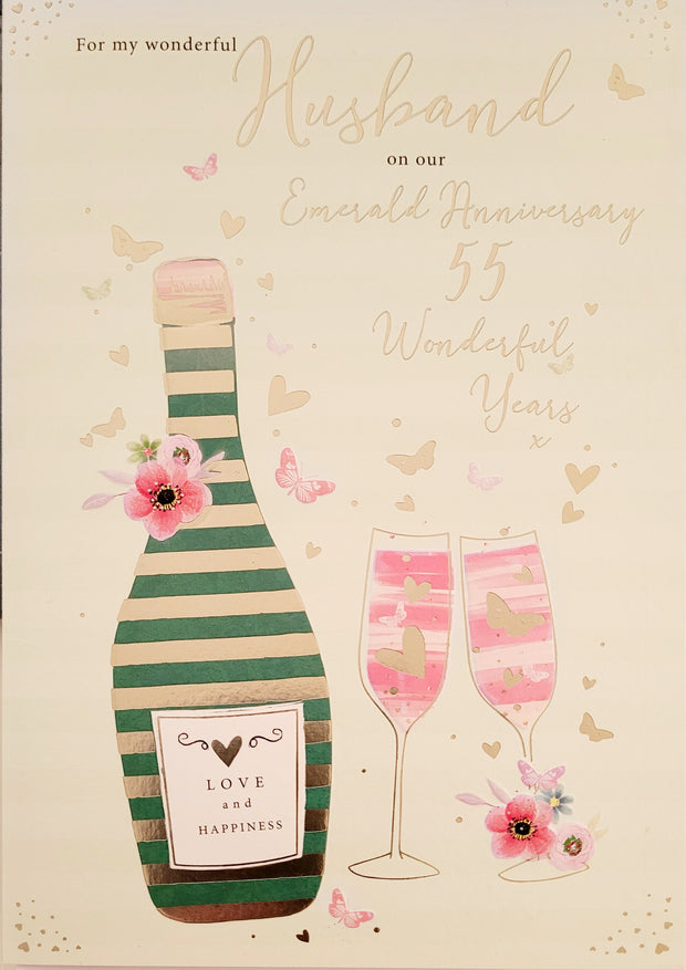 ICG Husband Emerald (55 years) Anniversary Card*