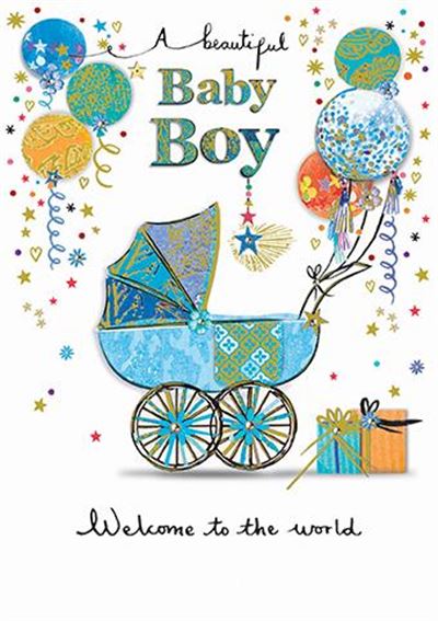 Paper Rose Baby Boy Card*