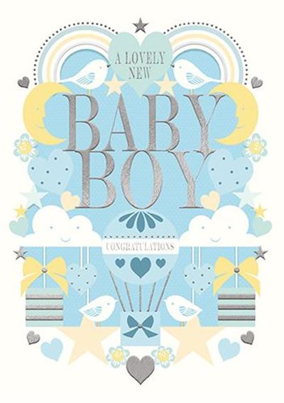 Paper Rose Baby Boy Card*
