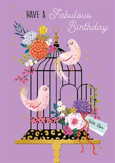 Paper Rose Beautiful Birdcage Birthday Card*