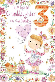 Paper Rose Granddaughter 3rd Birthday Card