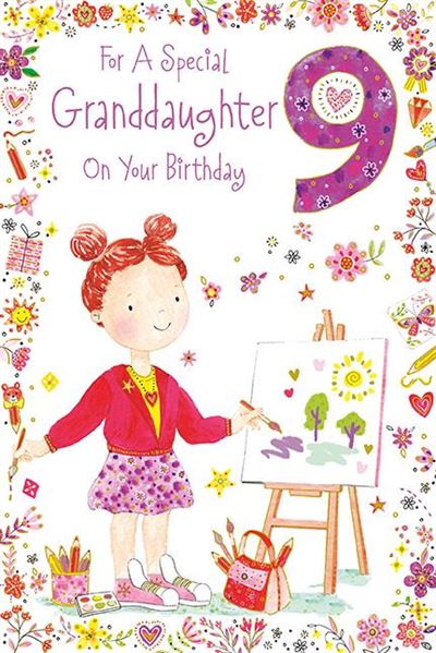 Paper Rose Granddaughter 9th Birthday Card