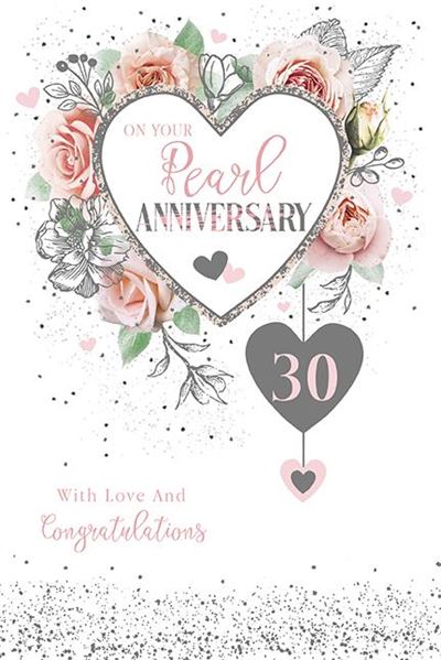 Paper Rose Pearl Wedding Anniversary Card*