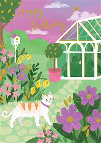 Paper Rose Garden Cats Birthday Card*