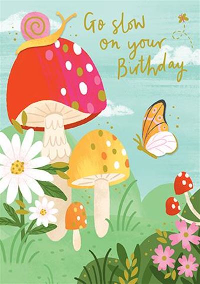 Paper Rose Toadstools Birthday Card*
