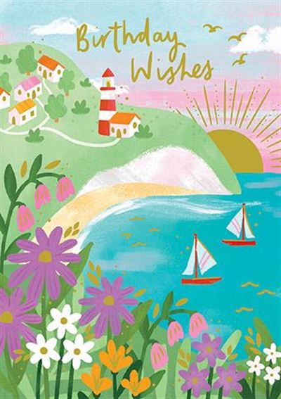 Paper Rose Seaside Lighthouse Birthday Card*