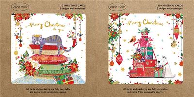 Paper Rose Box of 10 Christmas Card**