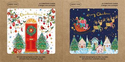 Paper Rose Box of 10 Christmas Card**