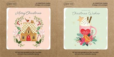 Paper Rose Box of 10 Christmas Card**