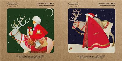 Paper Rose Box of 10 Christmas Card**
