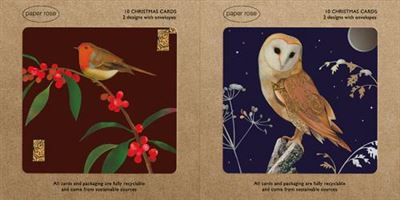 Paper Rose Box of 10 Christmas Card**