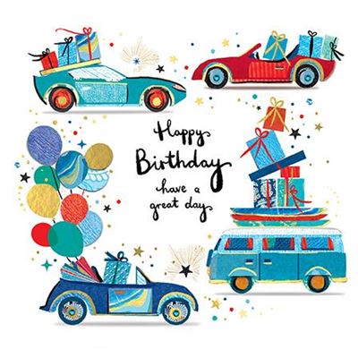 Paper Rose Car Birthday Card*