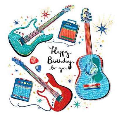 Paper Rose Guitars Birthday Card*