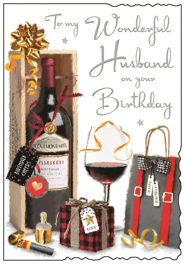 Jonny Javelin Husband Red Wine Birthday Card*