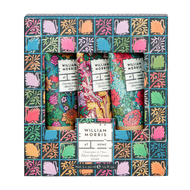 Heathcote & Ivory William Morris Sunflower Swan Clementine & Clove Three Hand Creams