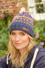 Pachamama Iona Roll Back Bobble Beanie Denim