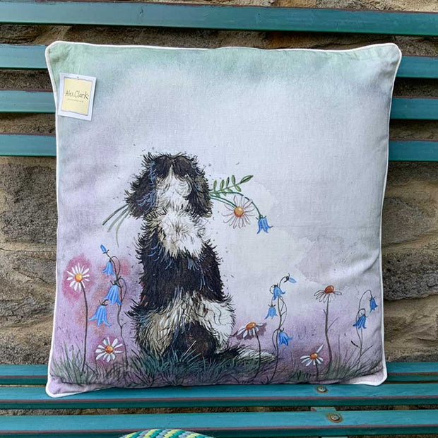 Alex Clark Spaniel and Flowers Cushion