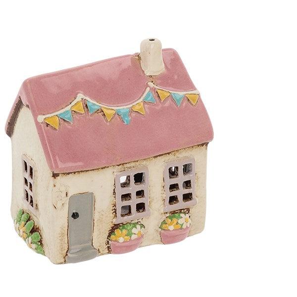 Village Pottery Garden Flags House Cream Tealight-C