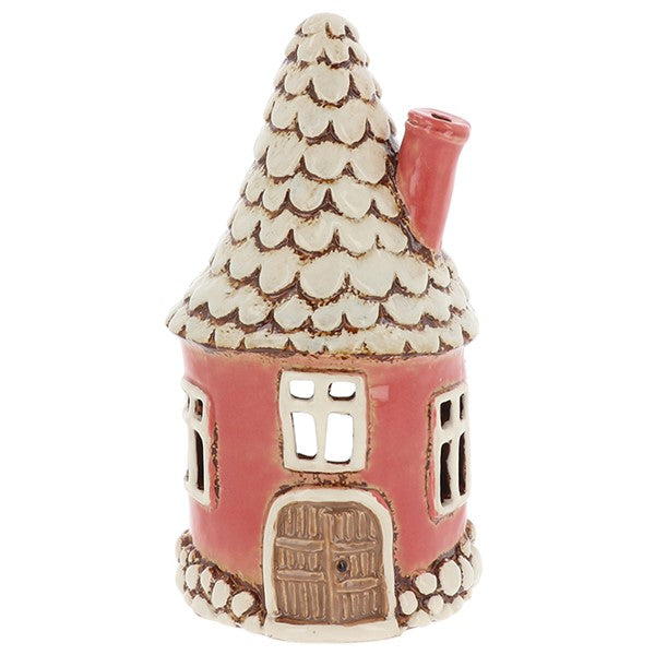 Village Pottery Dark Pink Round House Tealight Holder Ornament G