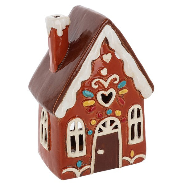 Village Pottery Tall Gingerbread House Tealight Holder Ornament A