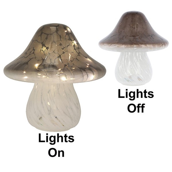 Handblown LED Light Up Toadstool Grey