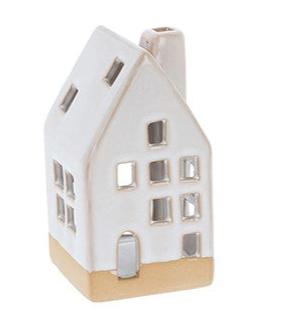 Cream Glazed House Tealight Small HA